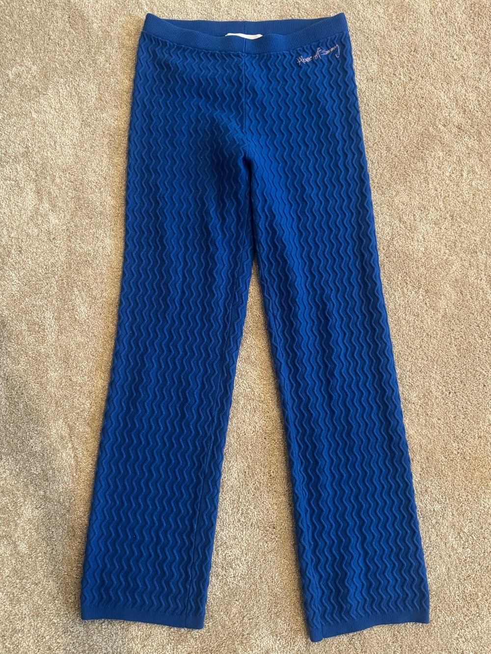 FP House of Sunny Textured Wide-Leg Midnight Swirl Knit Pants Sz 6